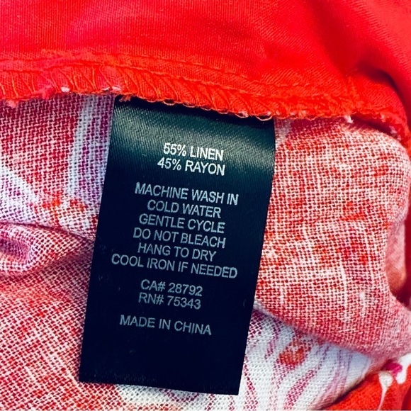 Joie Farron High Rise Linen Shorts, red, size 6 - Picture 5 of 7